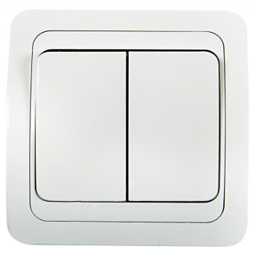 Выключатель двухклавишный  CLASSICO белый 2023 IN HOME