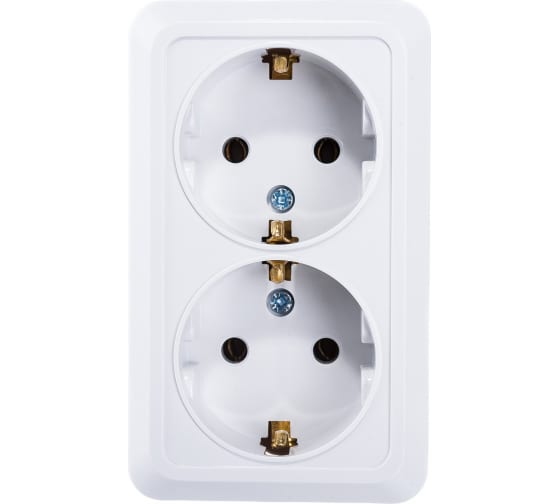 Розетка двойная с заземление BOLLETO белая накладная 7128 IN HOME
