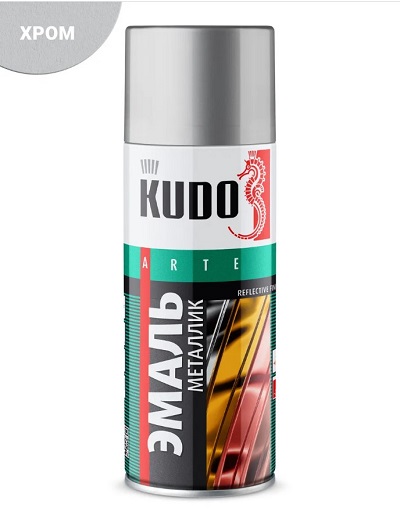 Эмаль аэрозольная Kudo-1027 520 мл, металлик хром