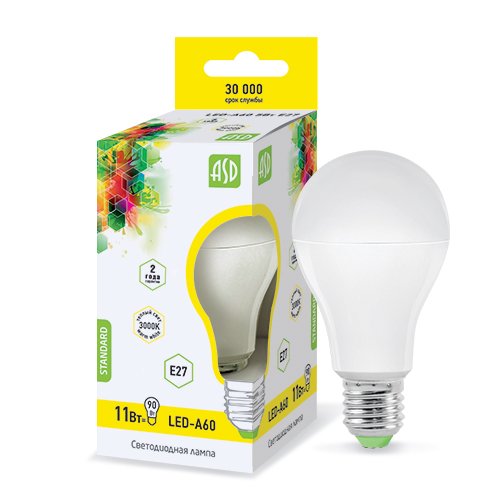 Лампа светодиод. ASD LED-A60-standart 11Вт 3000К Е27