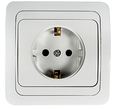 Розетка одинарная с заземлением CLASSICO белая 2028 IN HOME