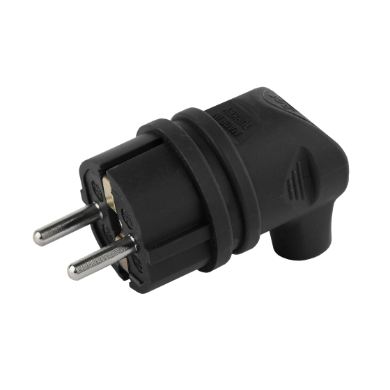 Вилка Эра V9-B-IP44 каучуковая с заземлением 90 градусов 16А IP 44 черная