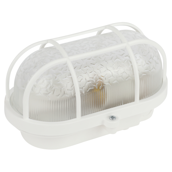 Светильник ЭРА НБП 01-60-002 с решеткой Евро пластик/стекло IP53 E27 max 60Вт 184х115х90 овал белый