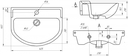 Умывальник мебельный Амур 60 (Универсал)
