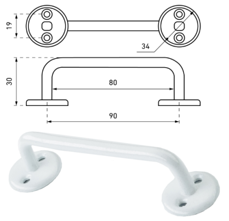 Ручка-скоба Киров Секрет РС-80 белая
