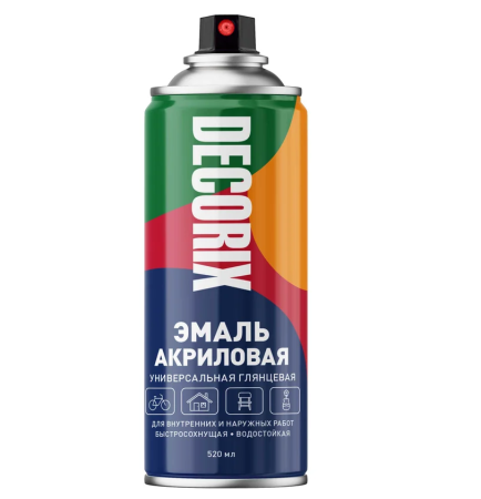 Эмаль аэрозольная акриловая универсал. Decorix 520 мл 0101-01, чёрная глянц. /12/