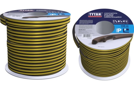 Уплотнитель P, черный 9*5,5мм, Tytan Professional, 100м