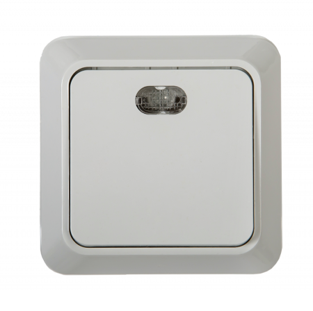 Выключатель BOLLETO одноклавишный с подсветкой белый накладной 7121 IN HOME