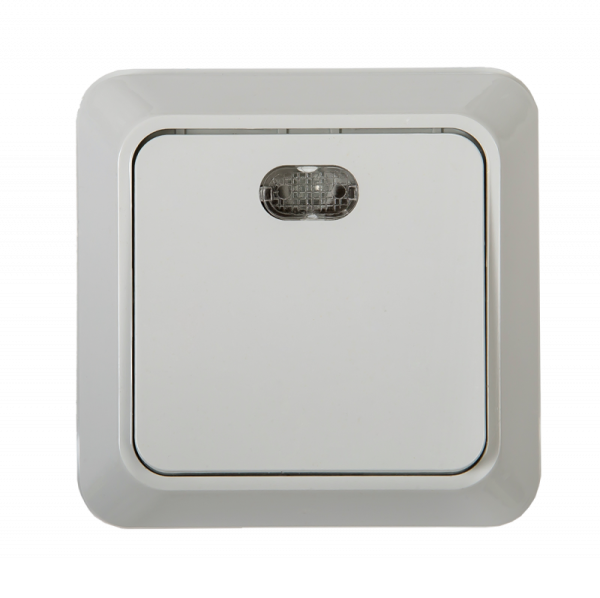 Выключатель BOLLETO одноклавишный с подсветкой белый накладной 7121 IN HOME