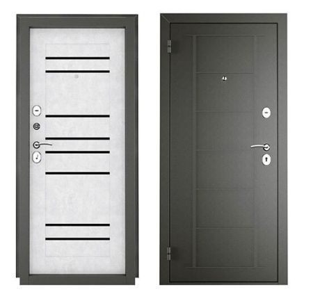 Дверь мет. Титан Бетон Букле графит/Бетон снежный 2060*860 Левая