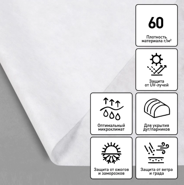 Материал укрывной Удача нетк/мат д/укр парников 1,6*5м (60 г/м)