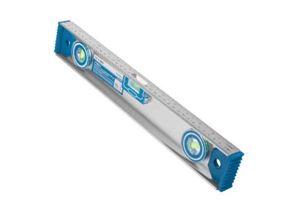 Уровень алюм. скелетный, 2 глазка+1 поворотный на 360, магн. лента, линейка, 400мм