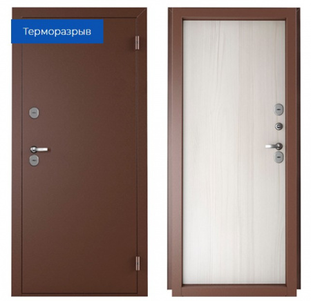 Дверь мет. НОРД Терморазрыв Антик медь/Дуб шале 2060*860 Правая