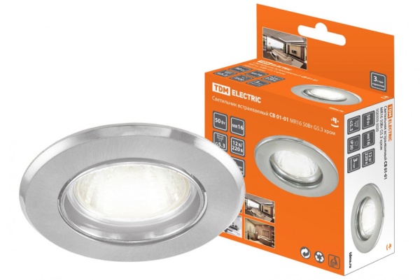 Светильник встраиваемый СВ 01-01MR16 50Вт G5.3 хром