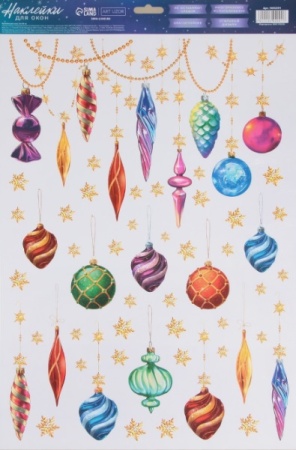 Наклейки для окон «С Новым годом», игрушки, многоразовая, 33 × 50 см