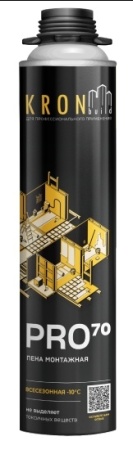 Пена монтажная профессиональная PRO 70 Krombuild всесезонная 850 мл