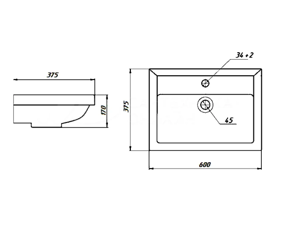 Умывальник мебельный Томь 60