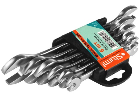 Набор рожковых ключей 6 шт (6x7-17х19) на пластиковом держателе, Sturm!