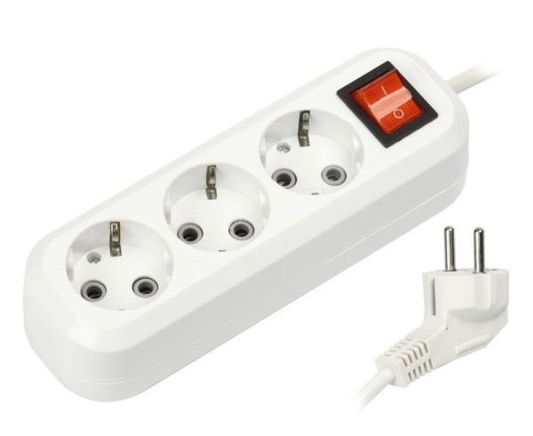 Удлинитель ПВС 3х1 3роз.  5м 16А земля, выкл (корпус АБС-пластик) 1-2.SALE