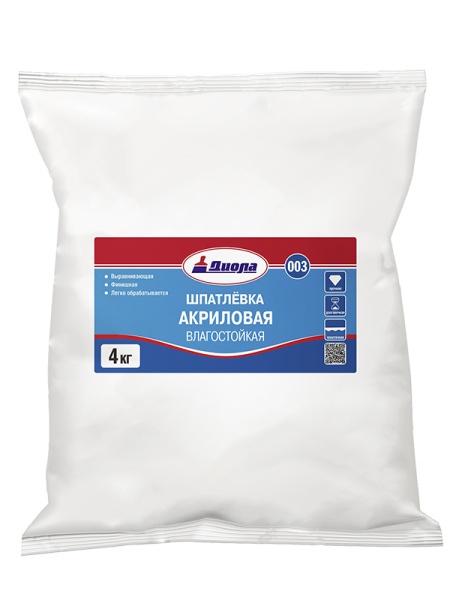 Шпатлевка 003 Диола Акриловая  4 кг (пакет)