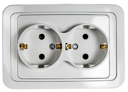 Розетка двойная с заземлением CLASSICO белая 2128 IN HOME