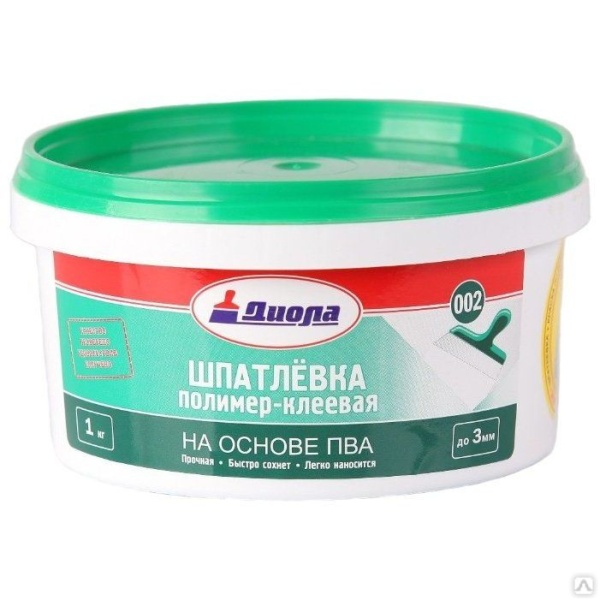 Шпатлевка 002Диола полимер-клеев. 1 кг(ведро)