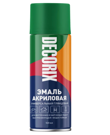 Эмаль аэрозольная акриловая универсал. Decorix 520 мл 0101-14, зелёная глянцевая /12/