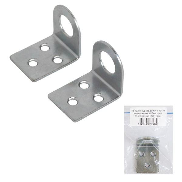 Проушина д/нав замков Кунгур 30*70 угловая цинк (2 шт)