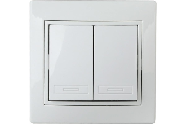 Выключатель Intro Plano 1-104-01 двухклавишный, 10А-250В, IP20, СУ, белый