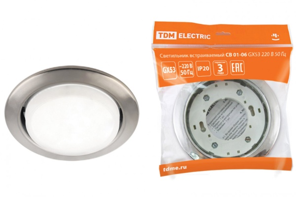 Светильник встраив СВ 01-06 GX53 220В 50ГЦ сатин никельТDМ