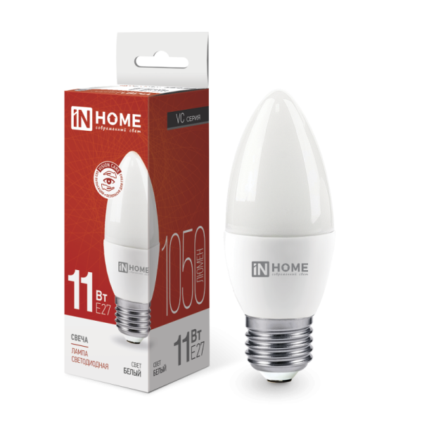 Лампа светодиодная LED-VC Е27 11Вт 4000К, свеча In Home