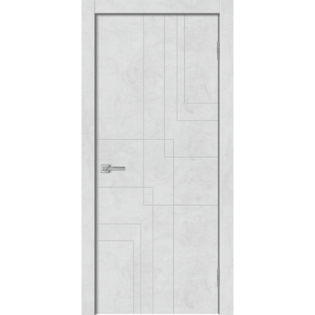 Дверь в комплекте Geometry-3 Бетон Снежный 600 Левая с порогом