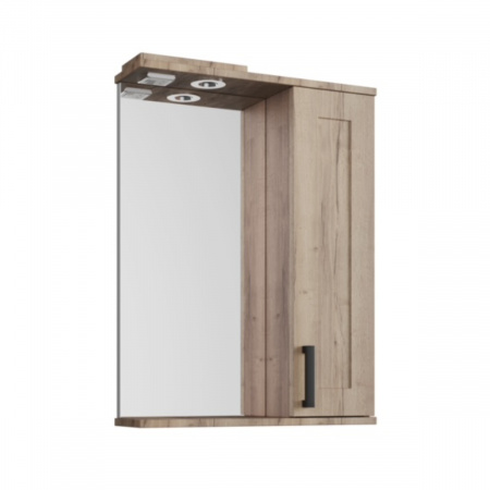 Шкаф зеркальный Мокко 600 R (1 дверь) С крафт табачный/дуб санремо Golden Fox