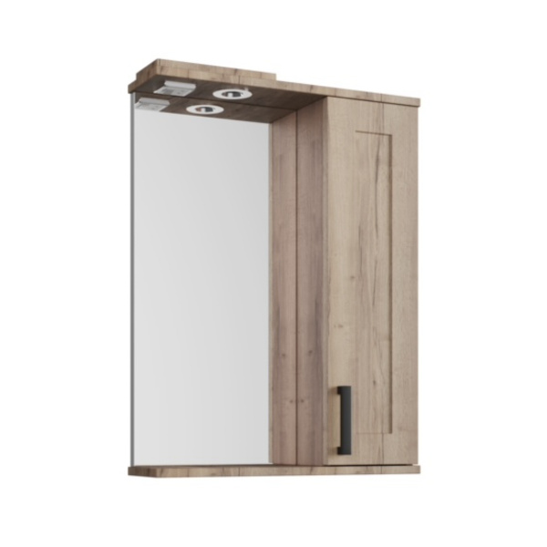 Шкаф зеркальный Мокко 600 R (1 дверь) С крафт табачный/дуб санремо Golden Fox