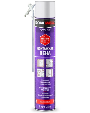 Пена монтажная бытовая Donewell 500 Energy Flex всесезонная DPH10UAS, 850 мл 