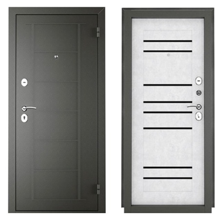 Дверь мет. Титан Бетон Букле графит/Бетон снежный 2060*860 Правая